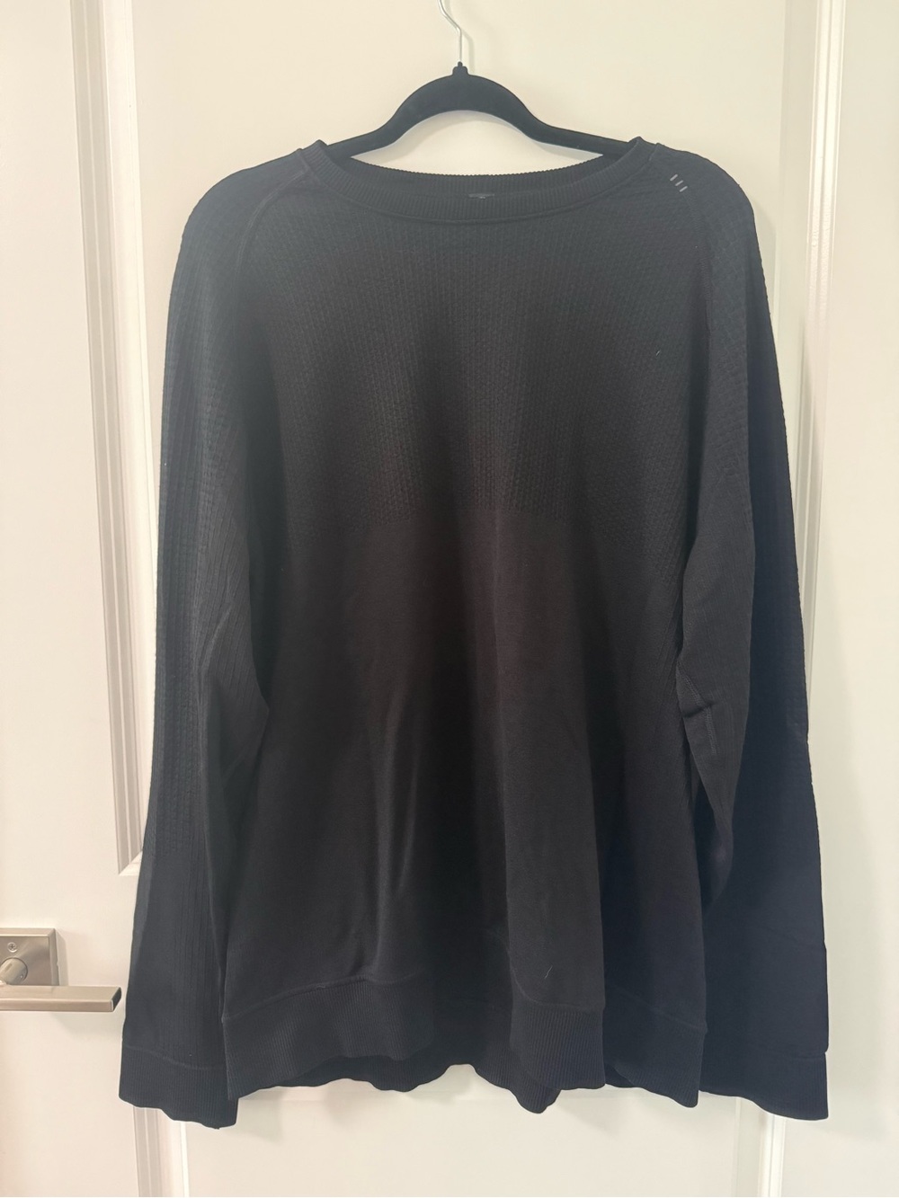 lululemon athletica Black Waffle-Knit Crew Pullover